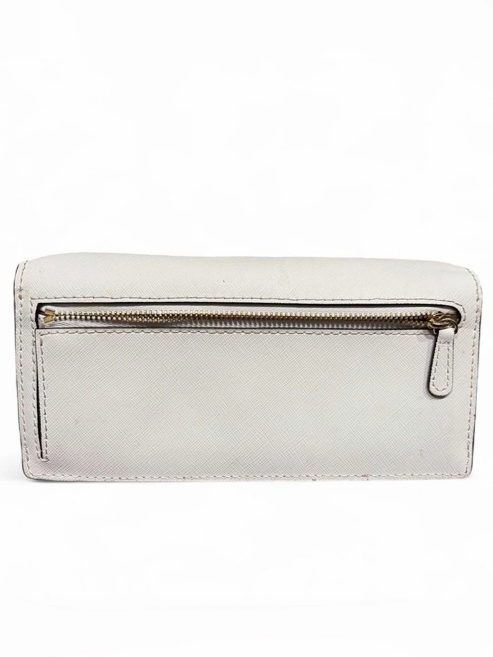 Michael Kors Cream Saffiano Leather Clutch with Gold Logo